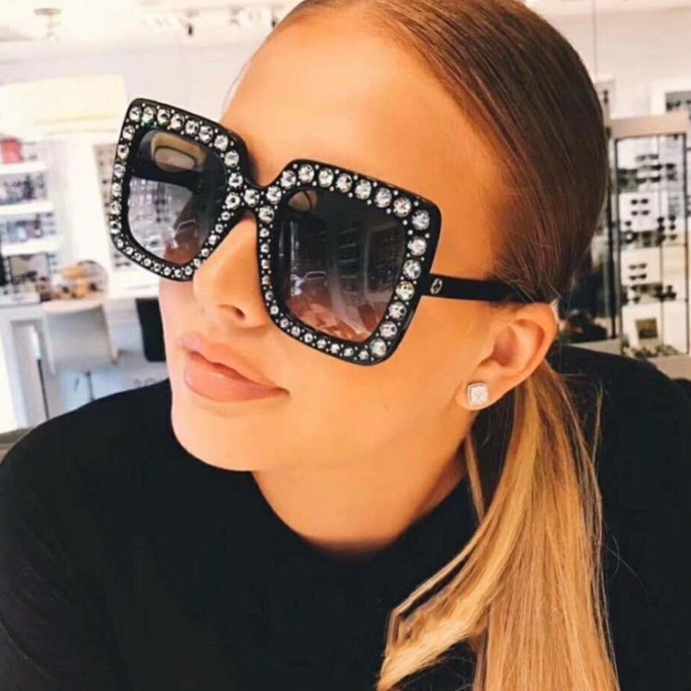 Faux Crystal Square Sunglasses